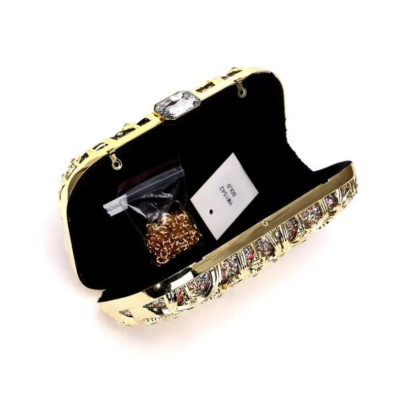 Luxy Moon Sequin Evening Bags Metal Wedding Party Minaudiere Clutch