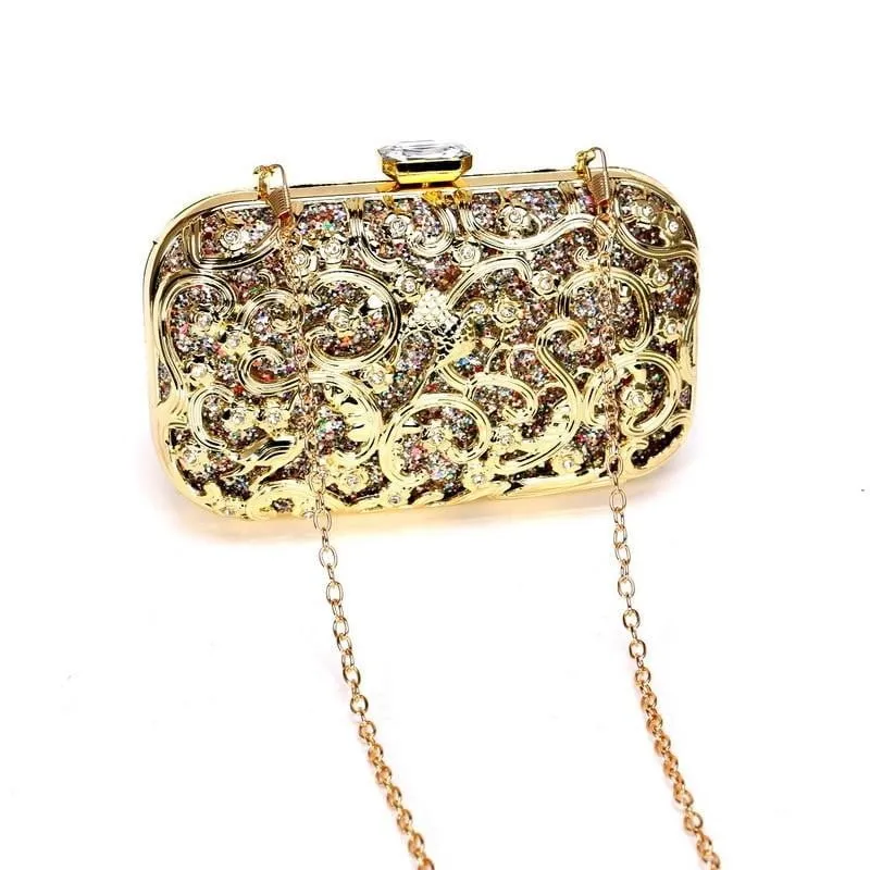 Luxy Moon Sequin Evening Bags Metal Wedding Party Minaudiere Clutch