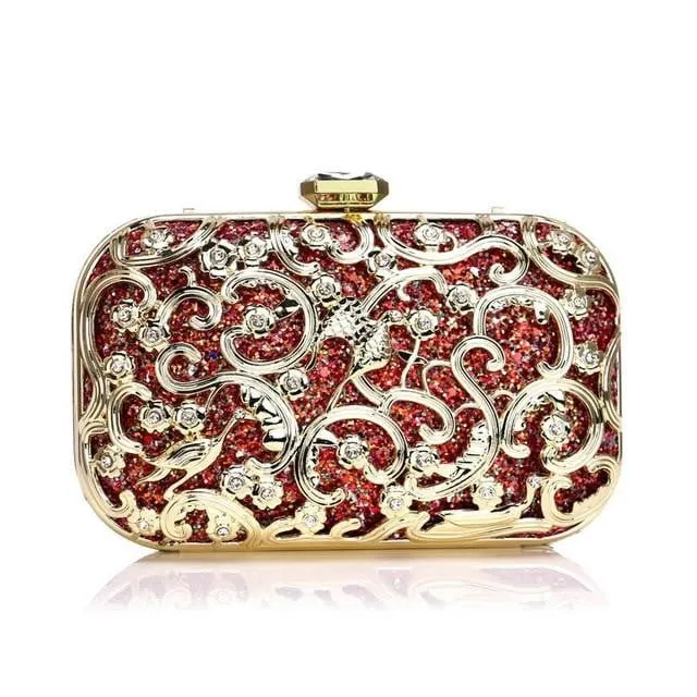 Luxy Moon Sequin Evening Bags Metal Wedding Party Minaudiere Clutch