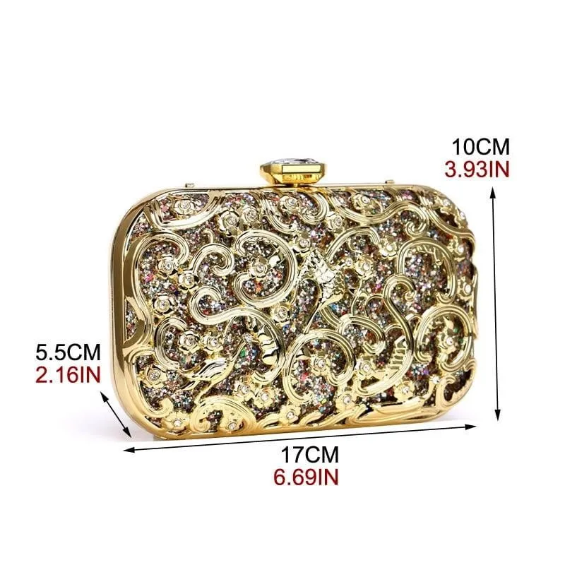 Luxy Moon Sequin Evening Bags Metal Wedding Party Minaudiere Clutch