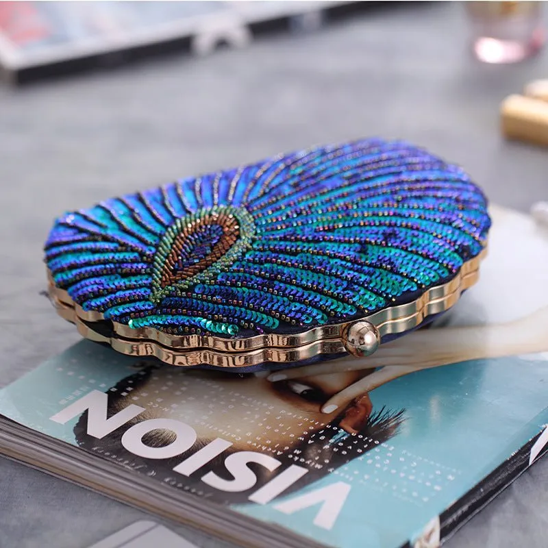 Luxy Moon Sequin Shell Shape Women's Clutch Purse