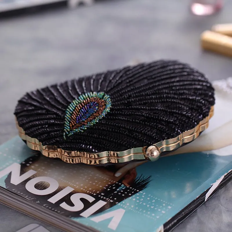 Luxy Moon Sequin Shell Shape Women's Clutch Purse