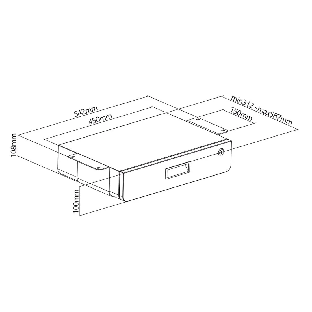 Maclean Mc-461 Under Desk Lockable Drawer 5Kg Organizer Black Max 5Kg