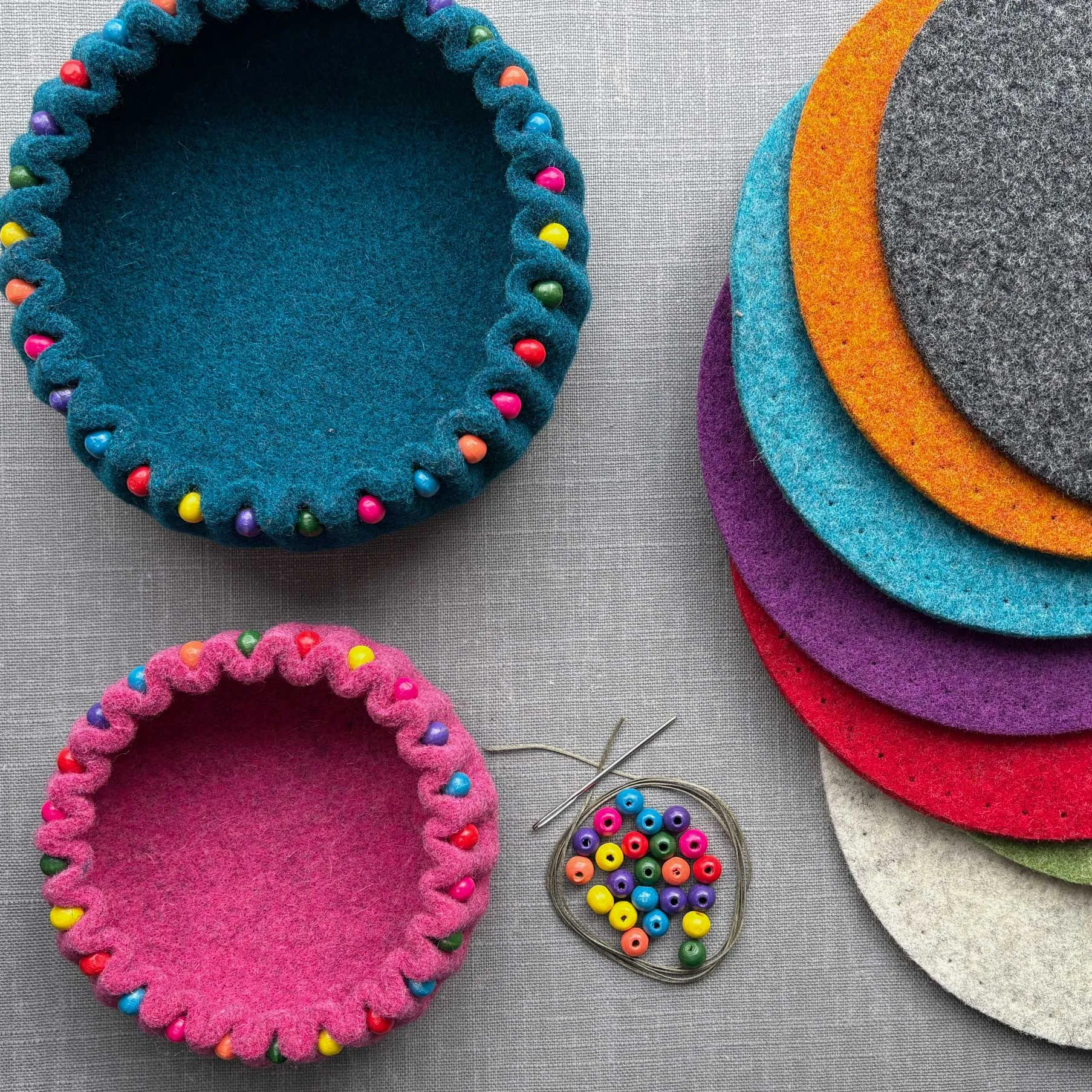 Make your own beaded  Felt Bowl Kit - two sizes