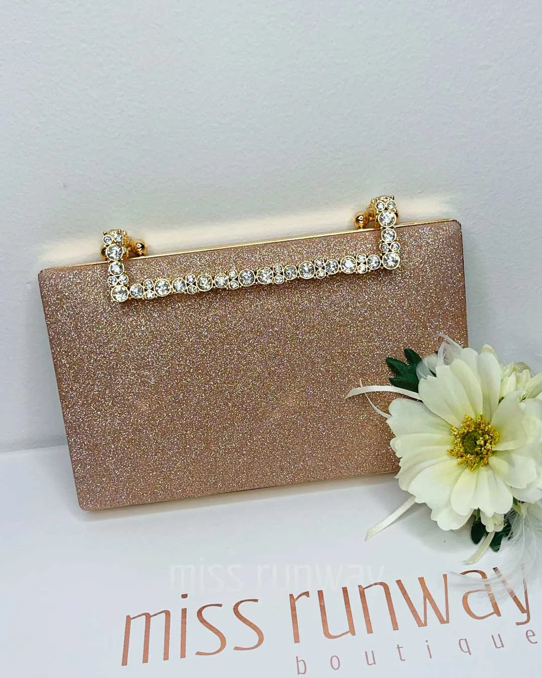 Mandy Glitter Clutch - Rose Gold