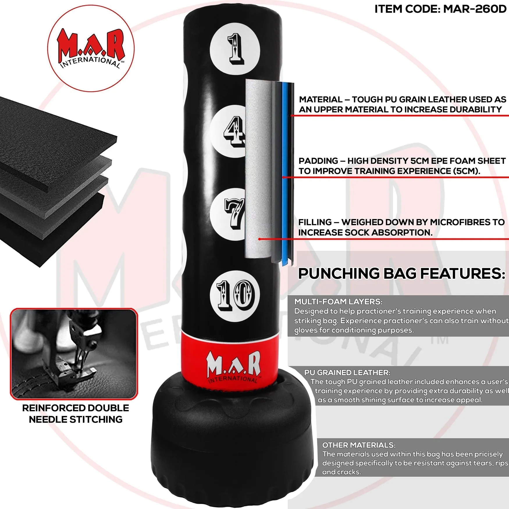 MAR-260D | X-Large Heavy Duty Freestanding Punch Bag