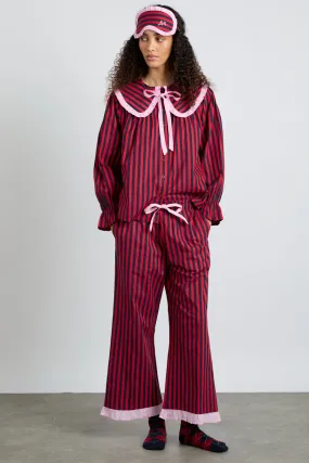 maria pj set- red/navy stripe