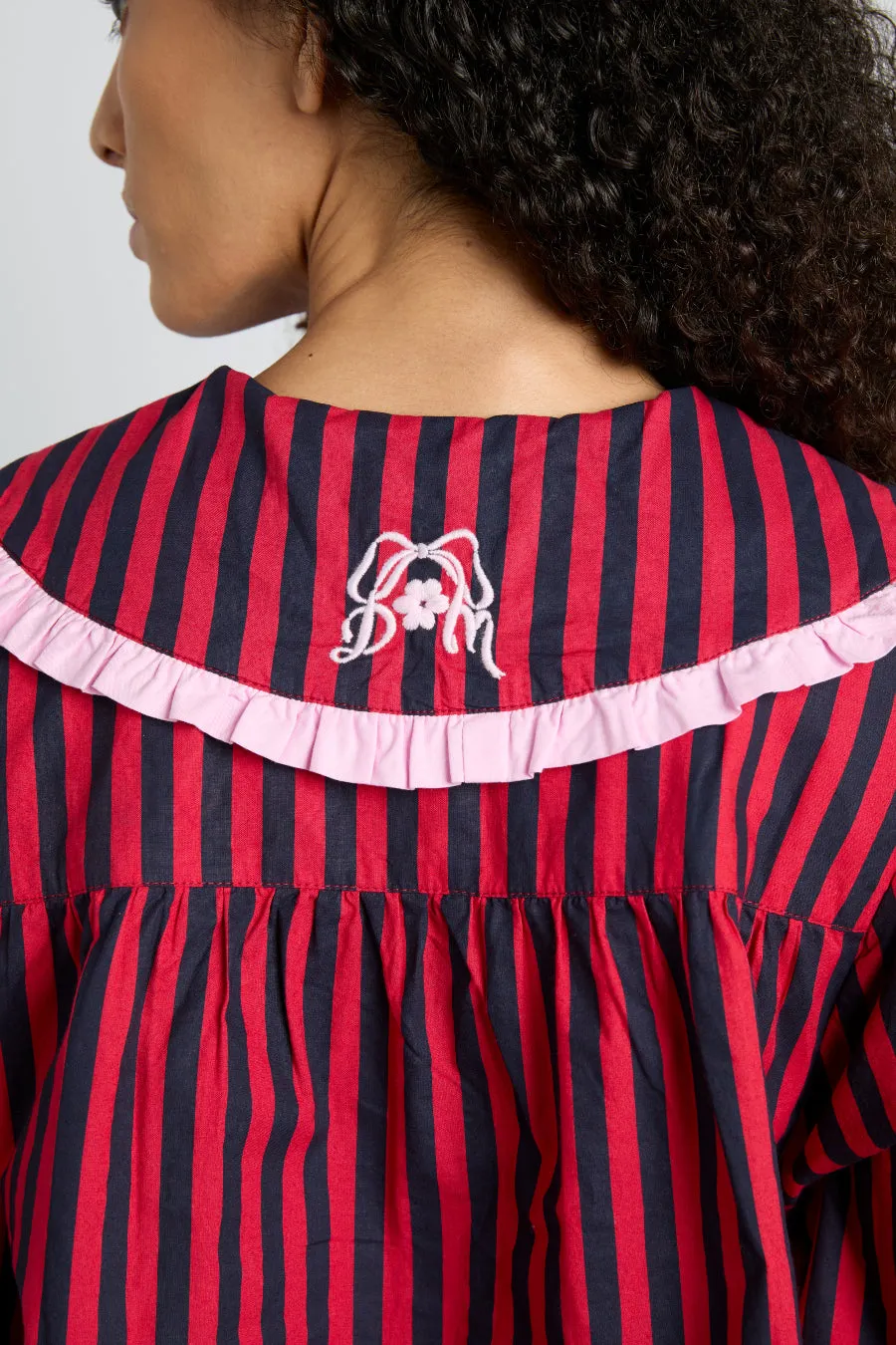 maria pj set- red/navy stripe