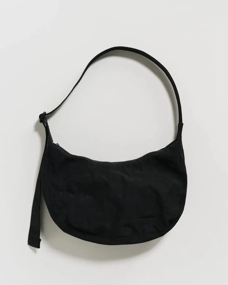 Medium Nylon Baggu Crescent Bag - Black