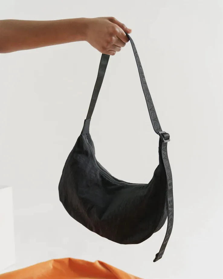 Medium Nylon Baggu Crescent Bag - Black