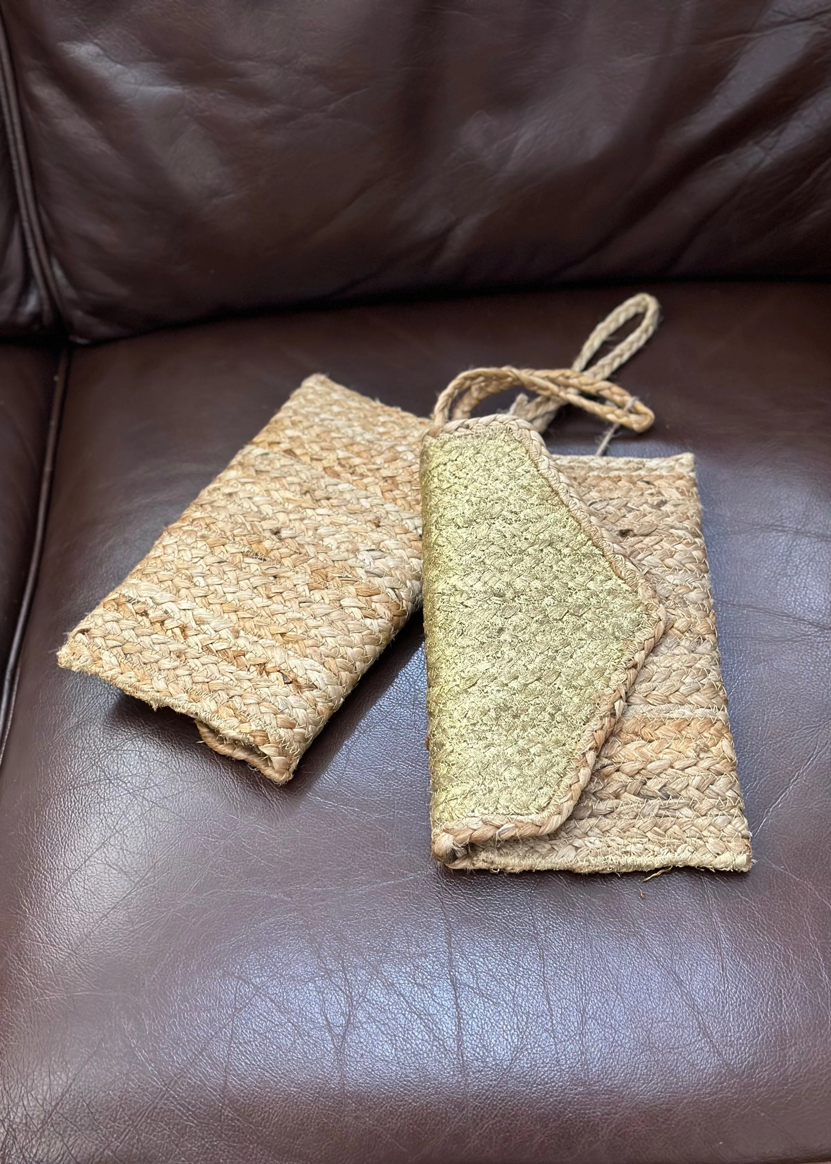 Metallic Roxy Jute Wristlet