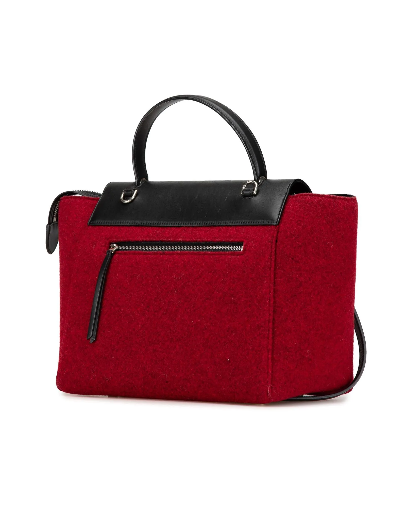 Mini Felt and Calfskin Belt Satchel with Leather Trim