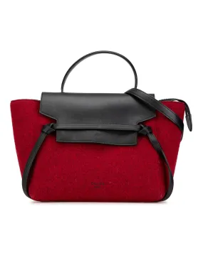 Mini Felt and Calfskin Belt Satchel with Leather Trim