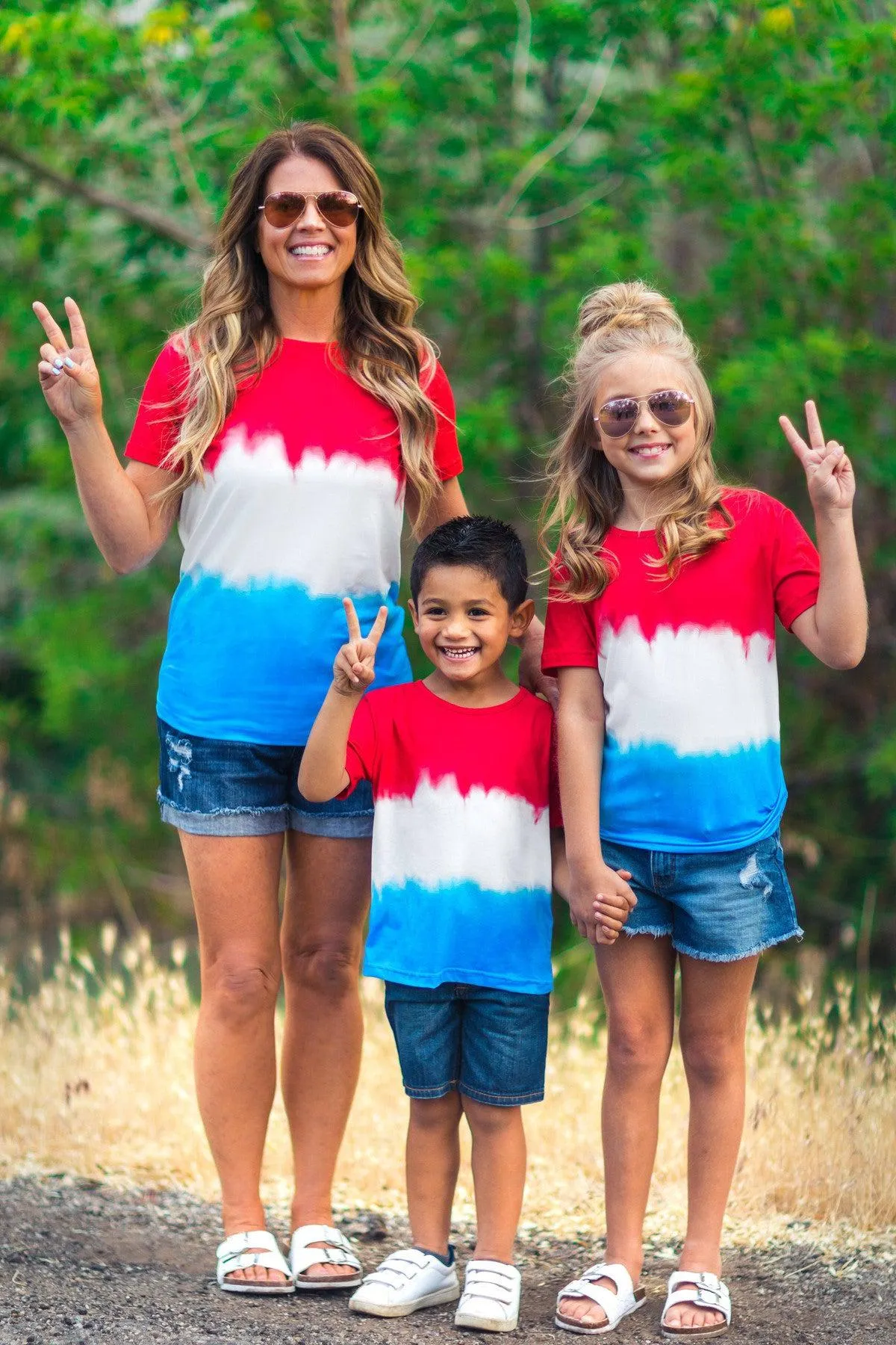 Mom & Kid - Patriotic Firecracker Ombre Top