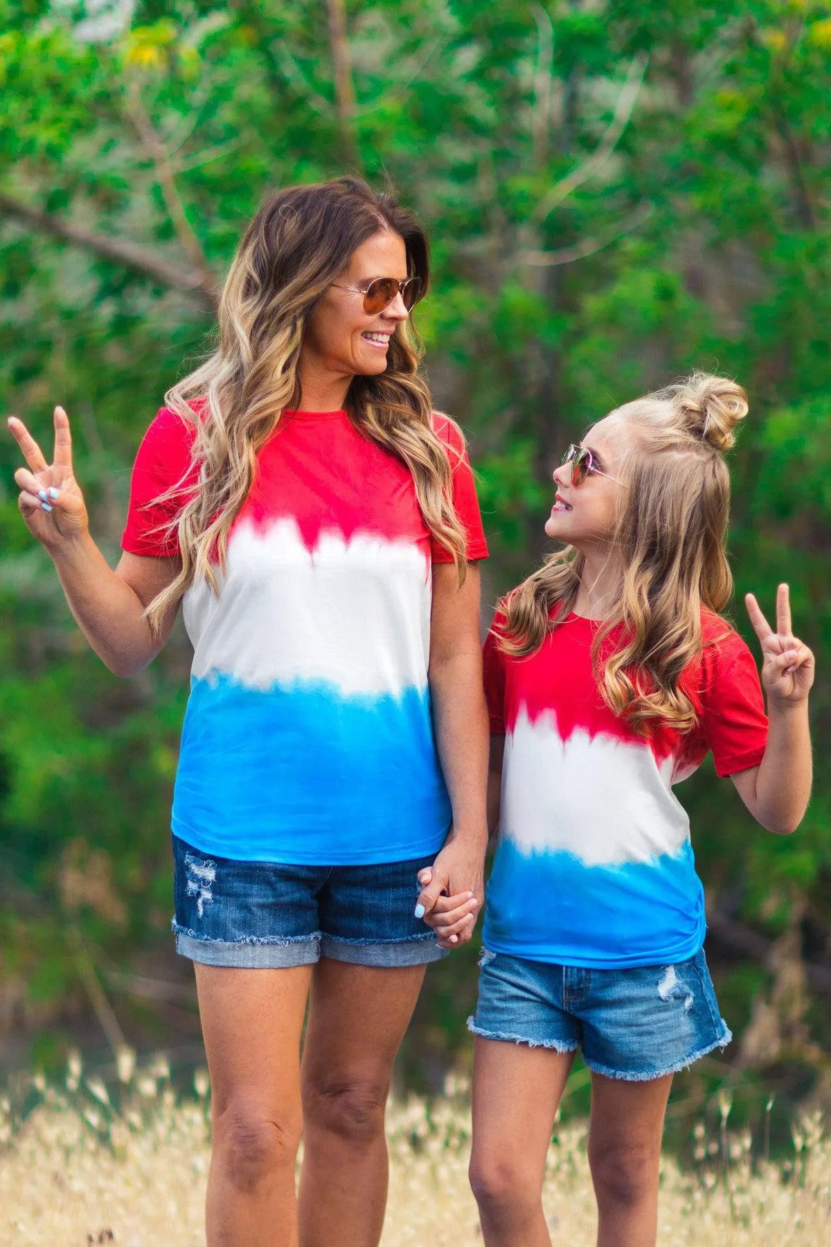 Mom & Kid - Patriotic Firecracker Ombre Top