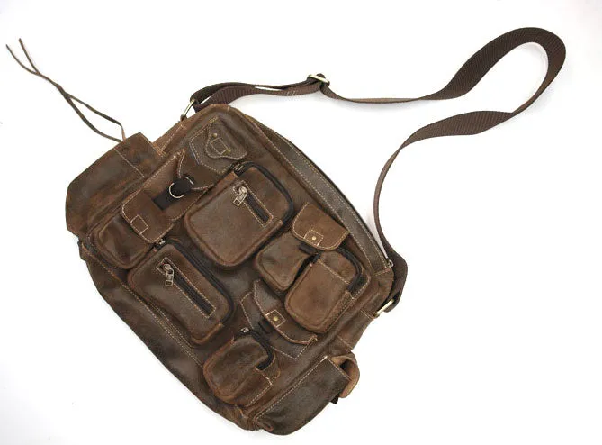 MPKT Multi-pocket Leather Bag Distressed Brown