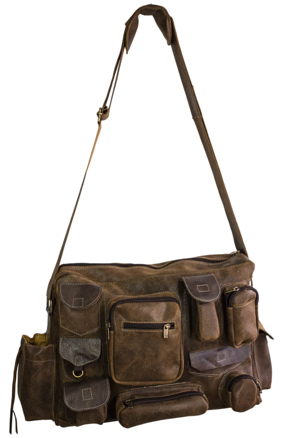 MPKT Multi-pocket Leather Bag Distressed Brown