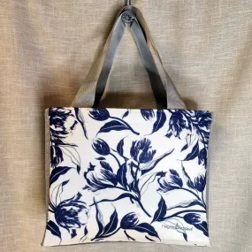 Navy Tulips - Recycled Felt Teacher Bag