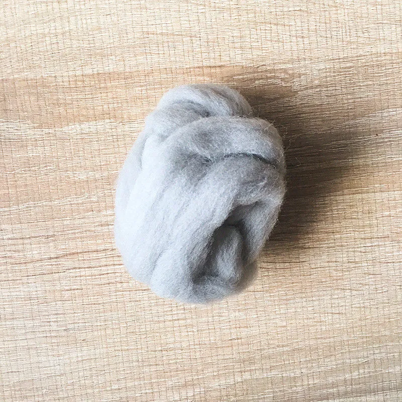 Needle felted wool felting gray wool Roving for felting supplies short fabric easy felt