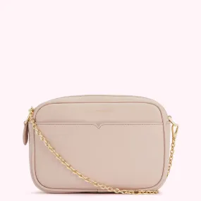 PEBBLE PINK TEXTURED LEATHER CLARA CROSSBODY BAG