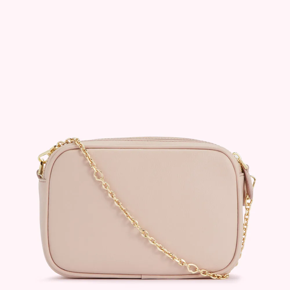 PEBBLE PINK TEXTURED LEATHER CLARA CROSSBODY BAG