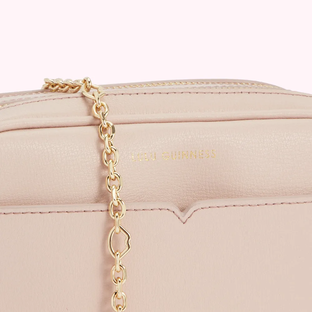 PEBBLE PINK TEXTURED LEATHER CLARA CROSSBODY BAG