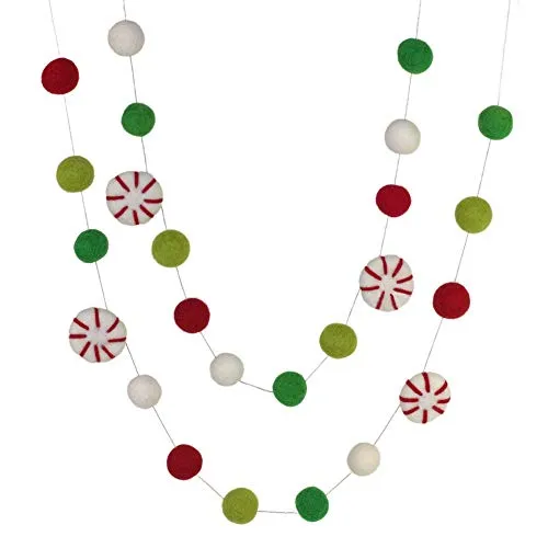 Peppermint Felt Christmas Garland- Red, Kelly Green, Lime, White