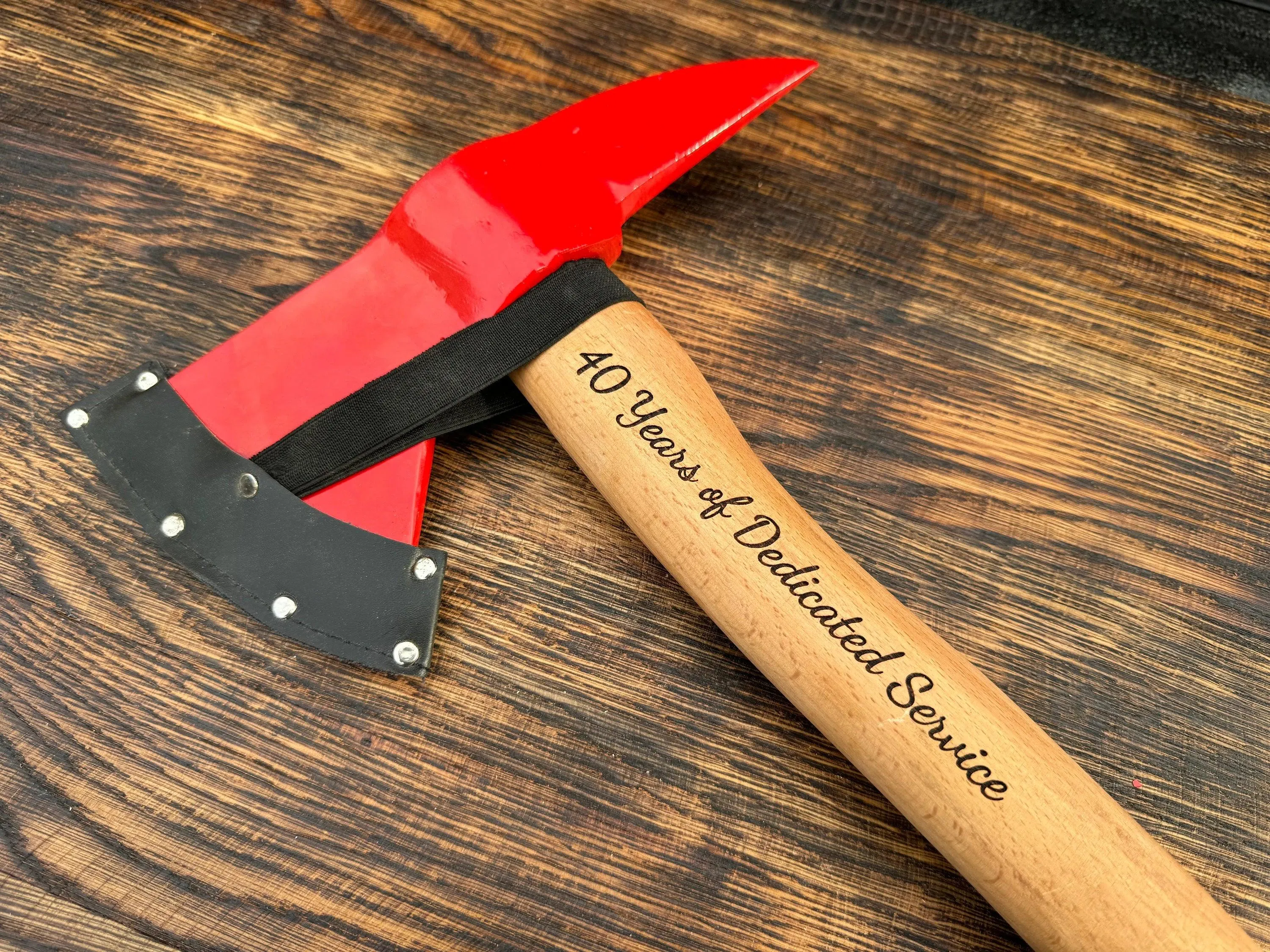 Personalized Firefighter Axe Hatchet with Red Wooden Handle