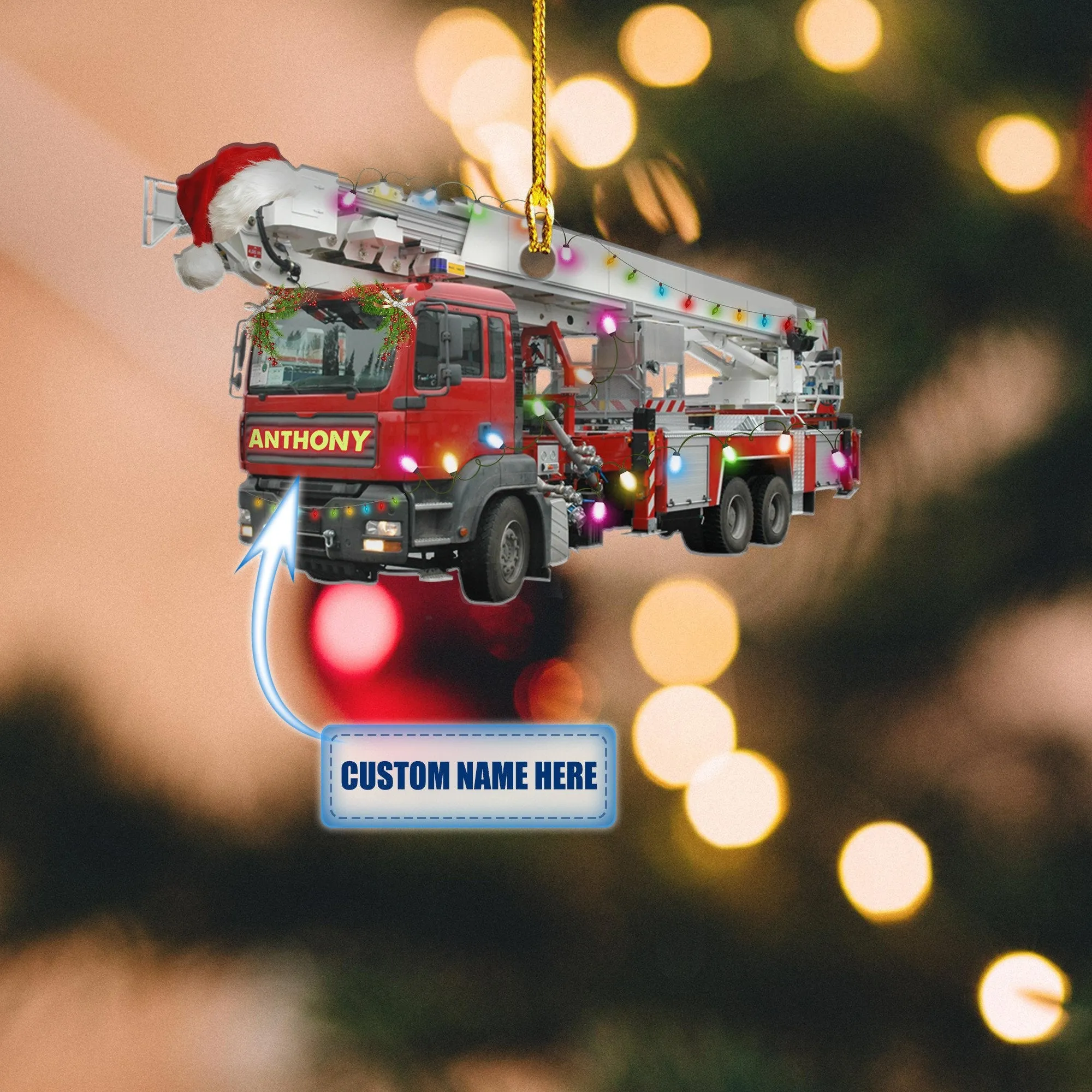 Personalized Firefighter Car Christmas Ornaments, Perfect Ornament for Firefighter Man