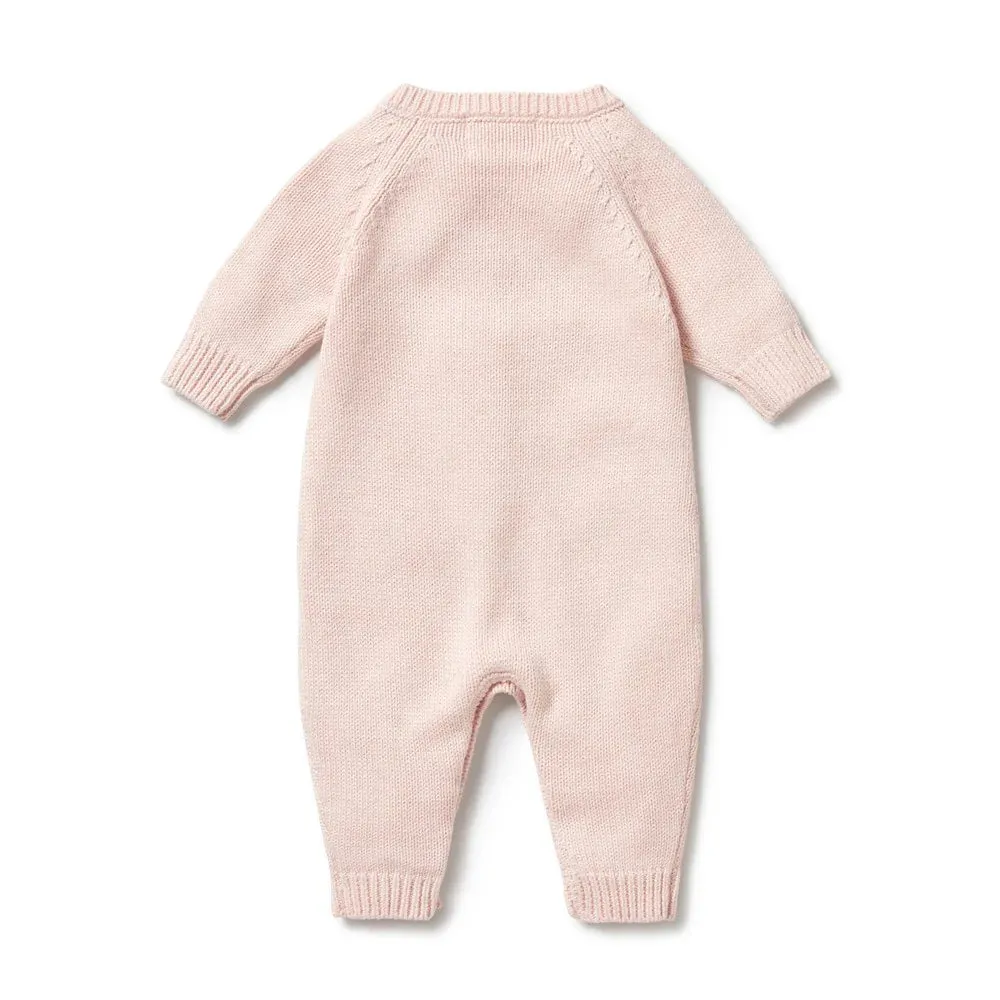 Pink Knitted Cable Growsuit