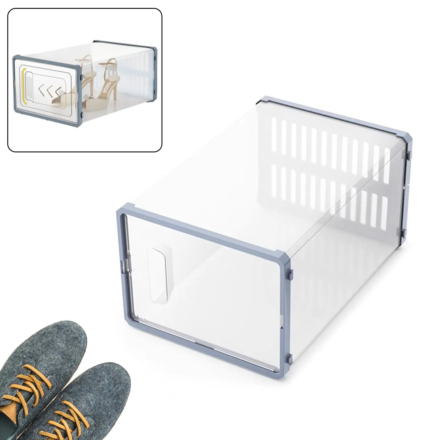 Plastic Stackable Shoe Storage Box (1 Pc)