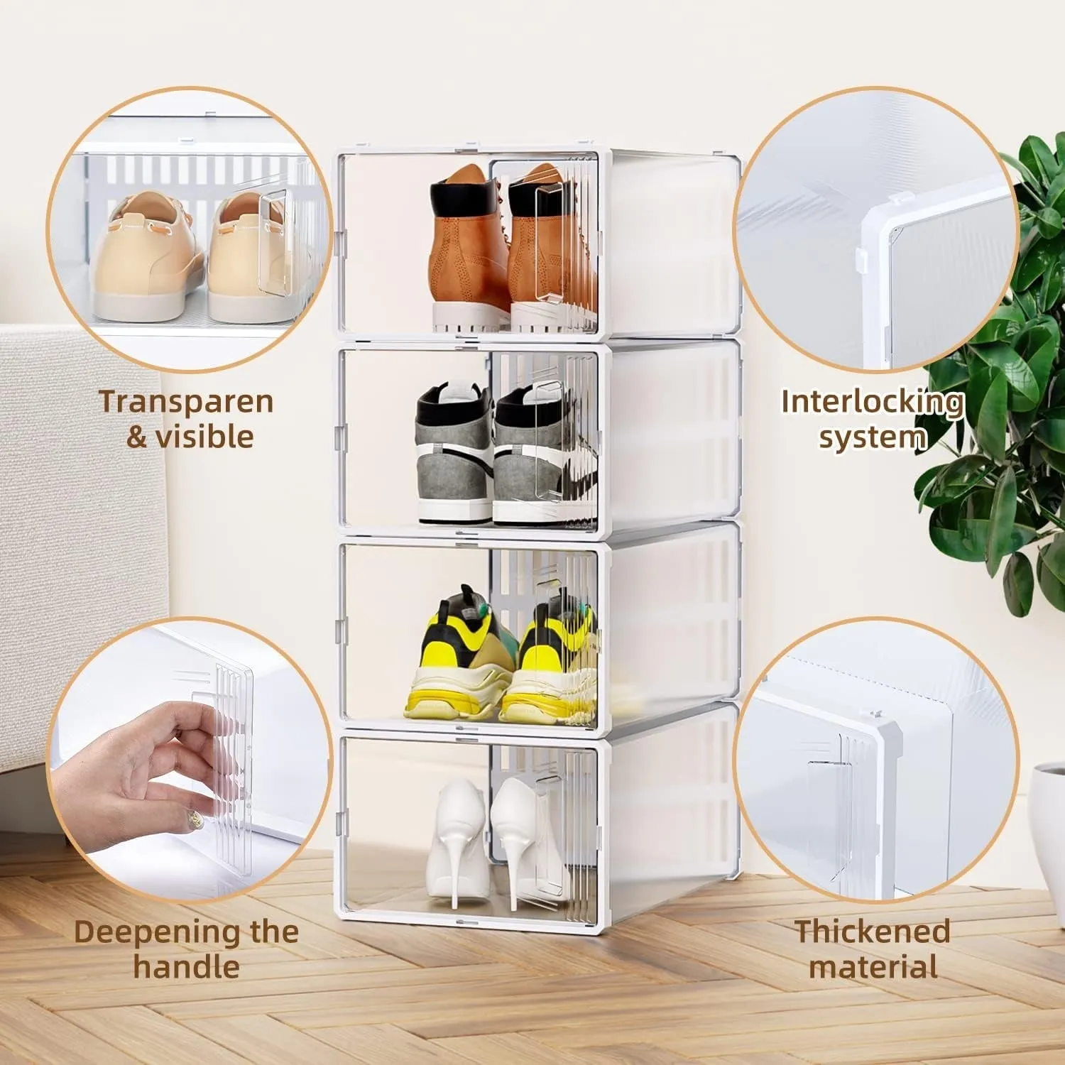 Plastic Stackable Shoe Storage Box (1 Pc)