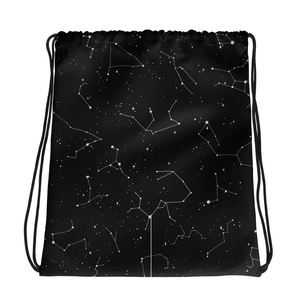 Purr Nebula Drawstring Bag - Vegan Backpack Bag for Travel, Yoga, Goth Accessories, Gym Essentials - Unisex Yoga Gifts