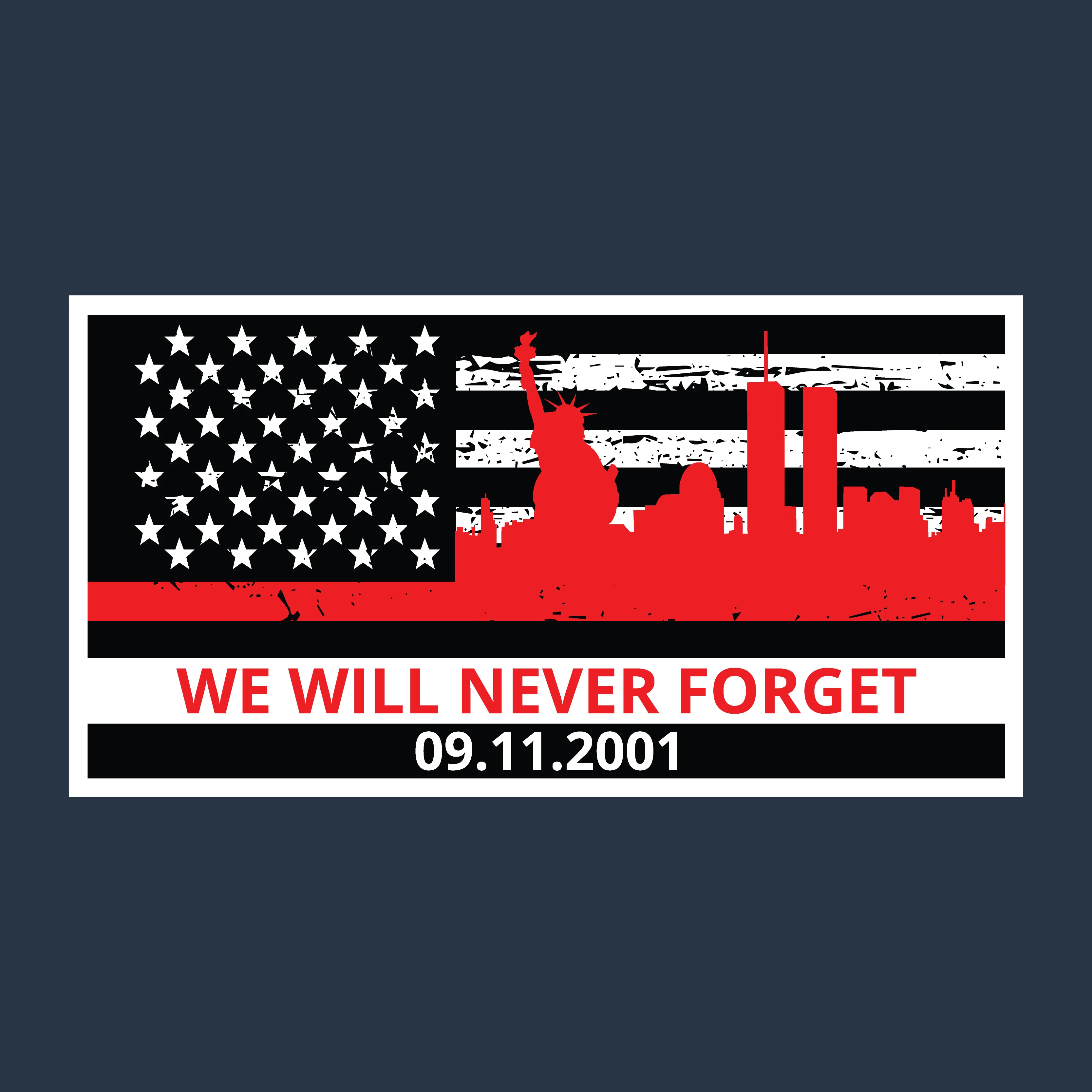 "9/11 Flag Design", Firefighter Memorial T-Shirt