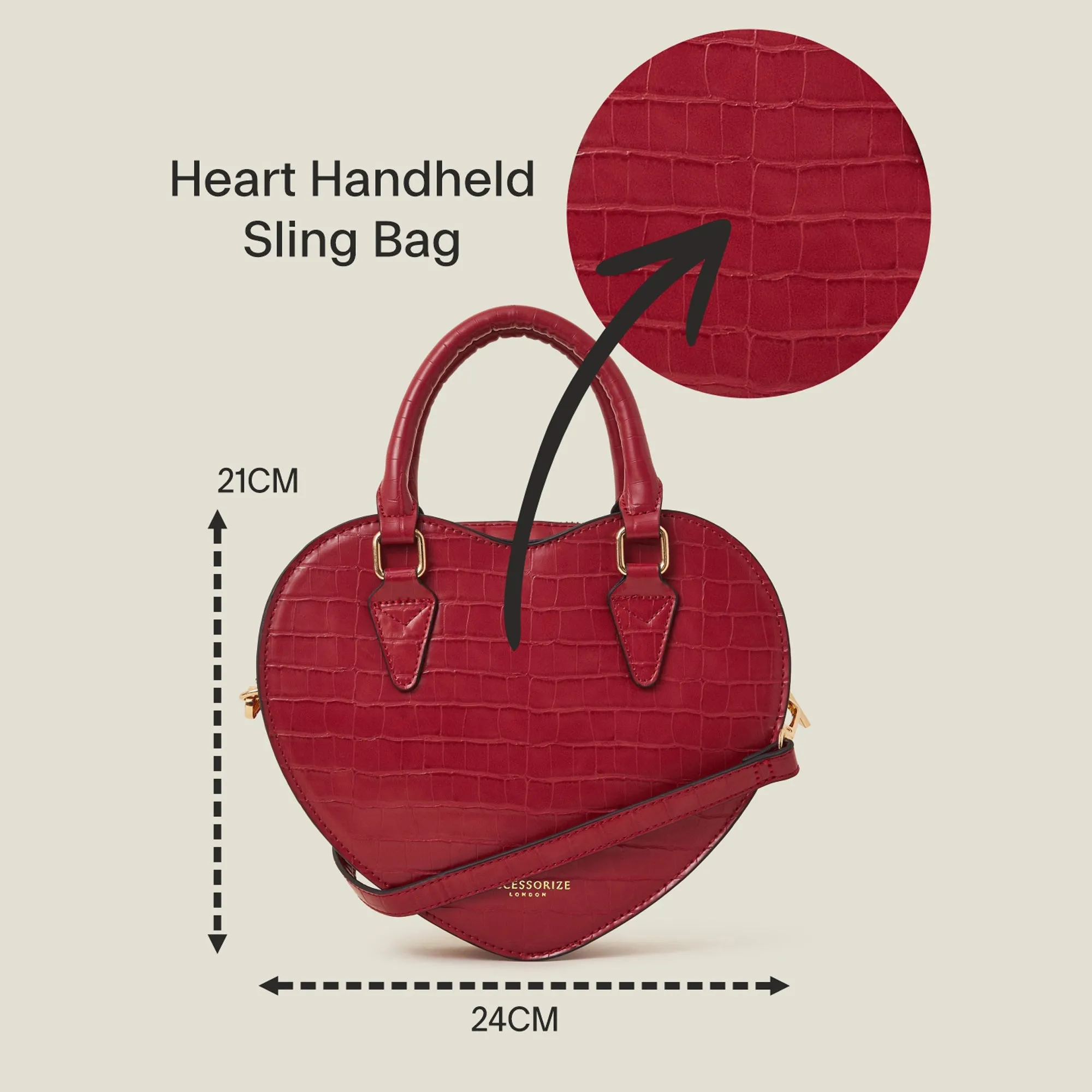 Red Heart Handheld Sling Bag