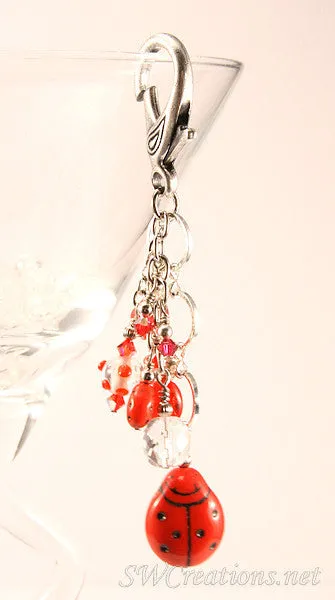 Red Ladybug Crystal Beaded Purse Charm