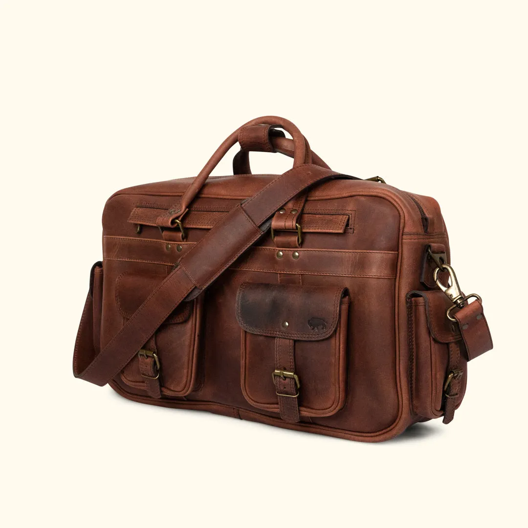 Roosevelt Buffalo Leather Pilot Bag - Large | Dark Oak