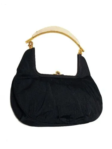 Rosenfeld Vintage Black Silk Faille Handbag