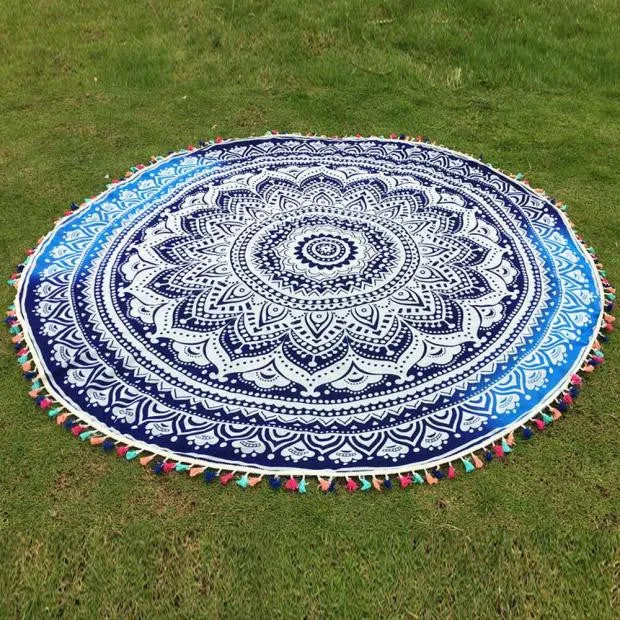 Round Hippie Tassel Tapestry Beach Throw Mandala Towel Yoga Mat Bohemian