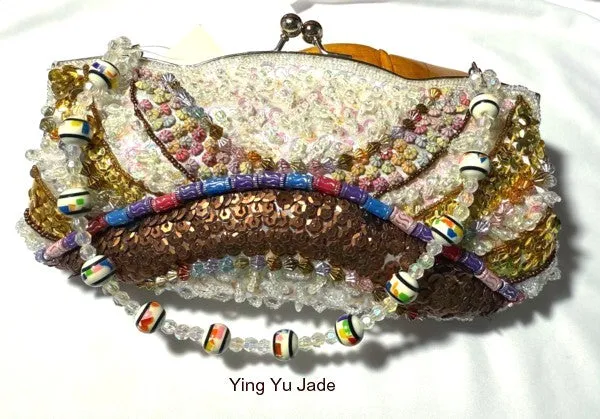 Sale-New Listing-Gorgeous Chinese White Silk Purse with Beads