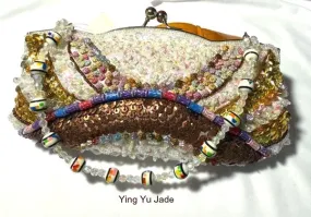 Sale-New Listing-Gorgeous Chinese White Silk Purse with Beads