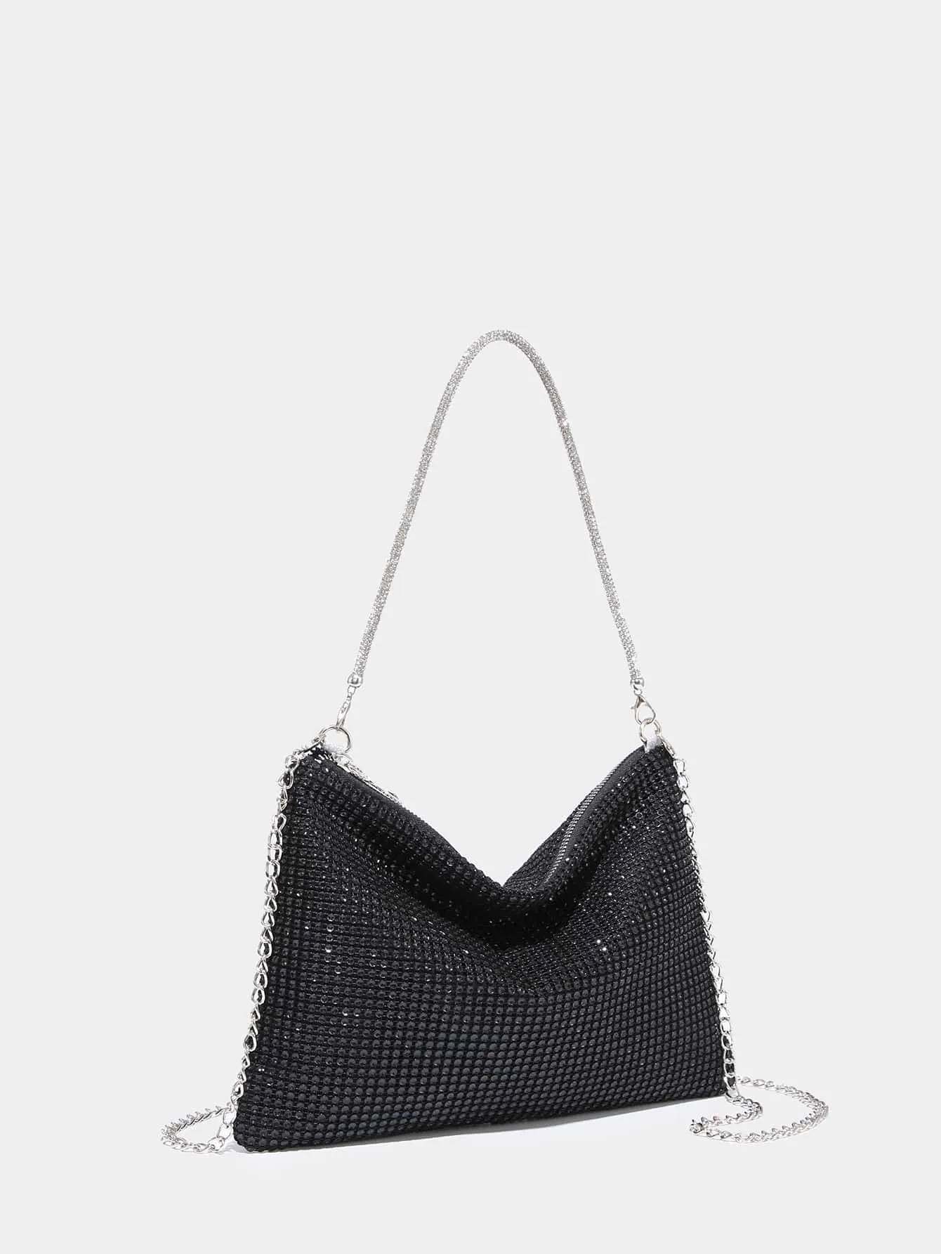 Shiny Rhinestone Decor Chain Hobo Bag Evening Bag