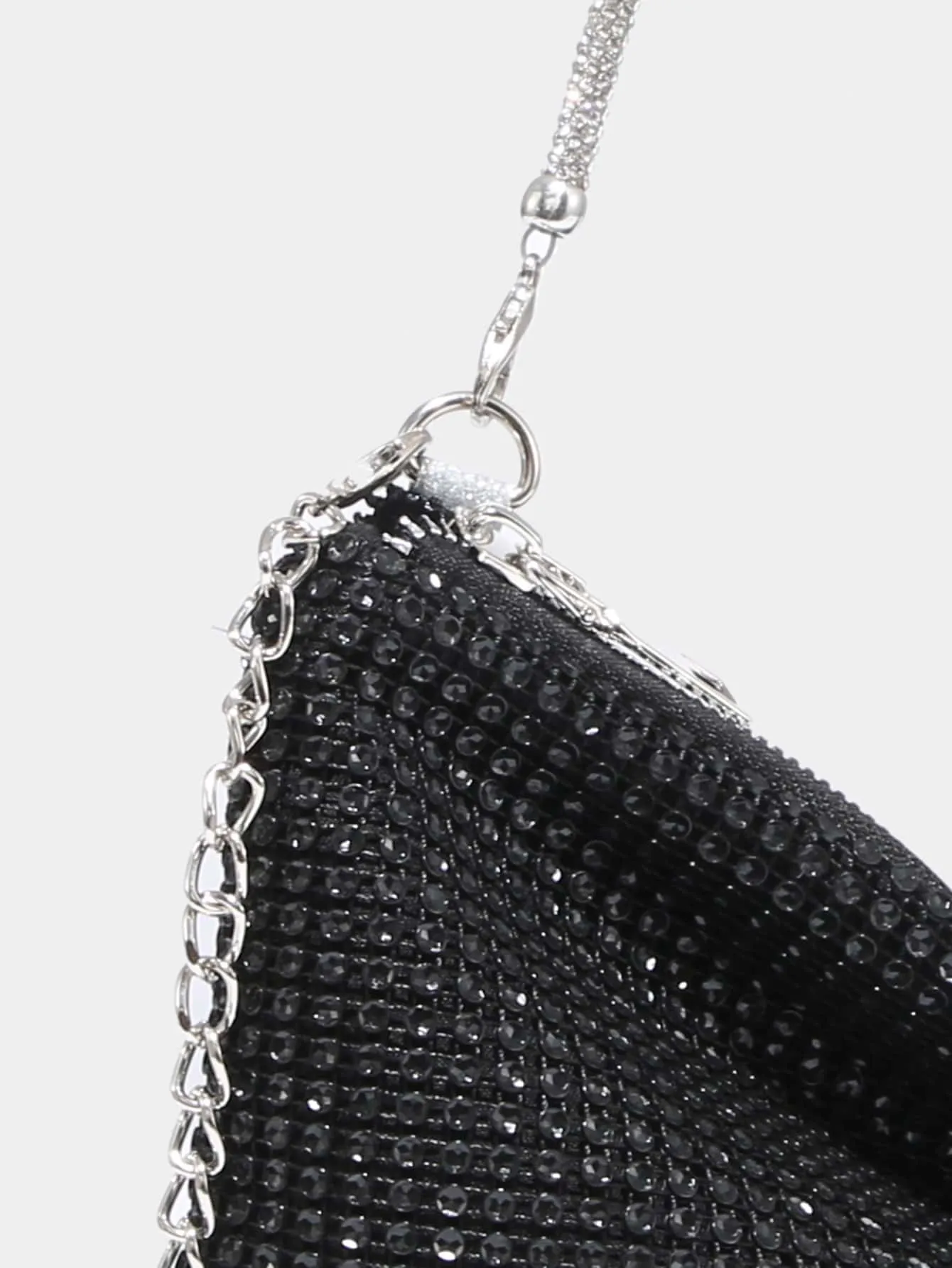 Shiny Rhinestone Decor Chain Hobo Bag Evening Bag