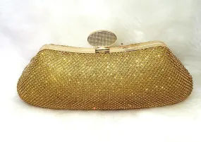 Silver Gold Fashion Womens Glitter Clutch Bag Crystal Diamante Sparkly Evening Bridal Prom Party Handbag Purse/Gold