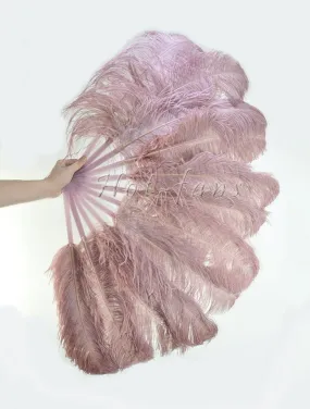 Single layer Beige wood Beginner’s Ostrich Feather Fan 25"x 45"