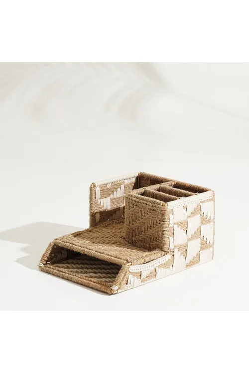 Sirohi Handcrafted Laptop Organiser | Jute & White