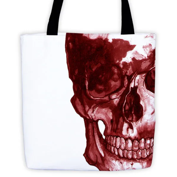 Skull Epic Red Ink Tote Bag by Robert Bowen