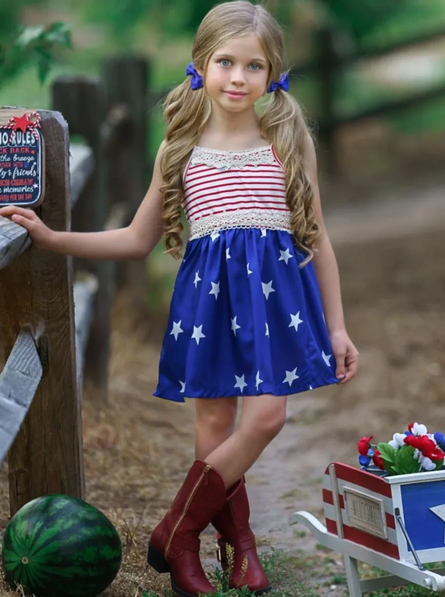 Spangled Banner Lace Trim Dress