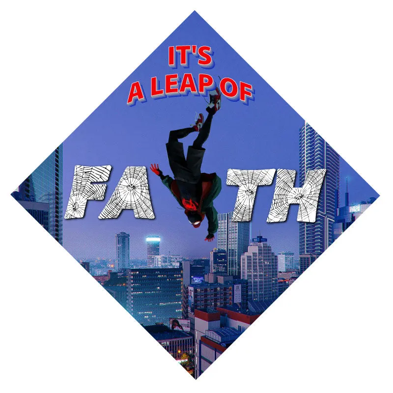 Spiderman Leap of Faith Grad Cap Topper, Grad Hat Design