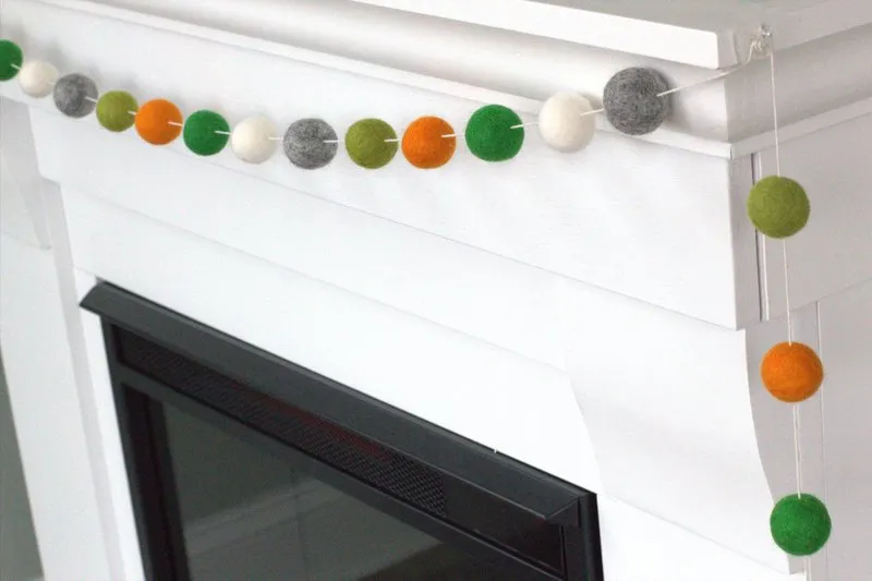 St Patrick's Day Felt Ball Garland- Orange, Green